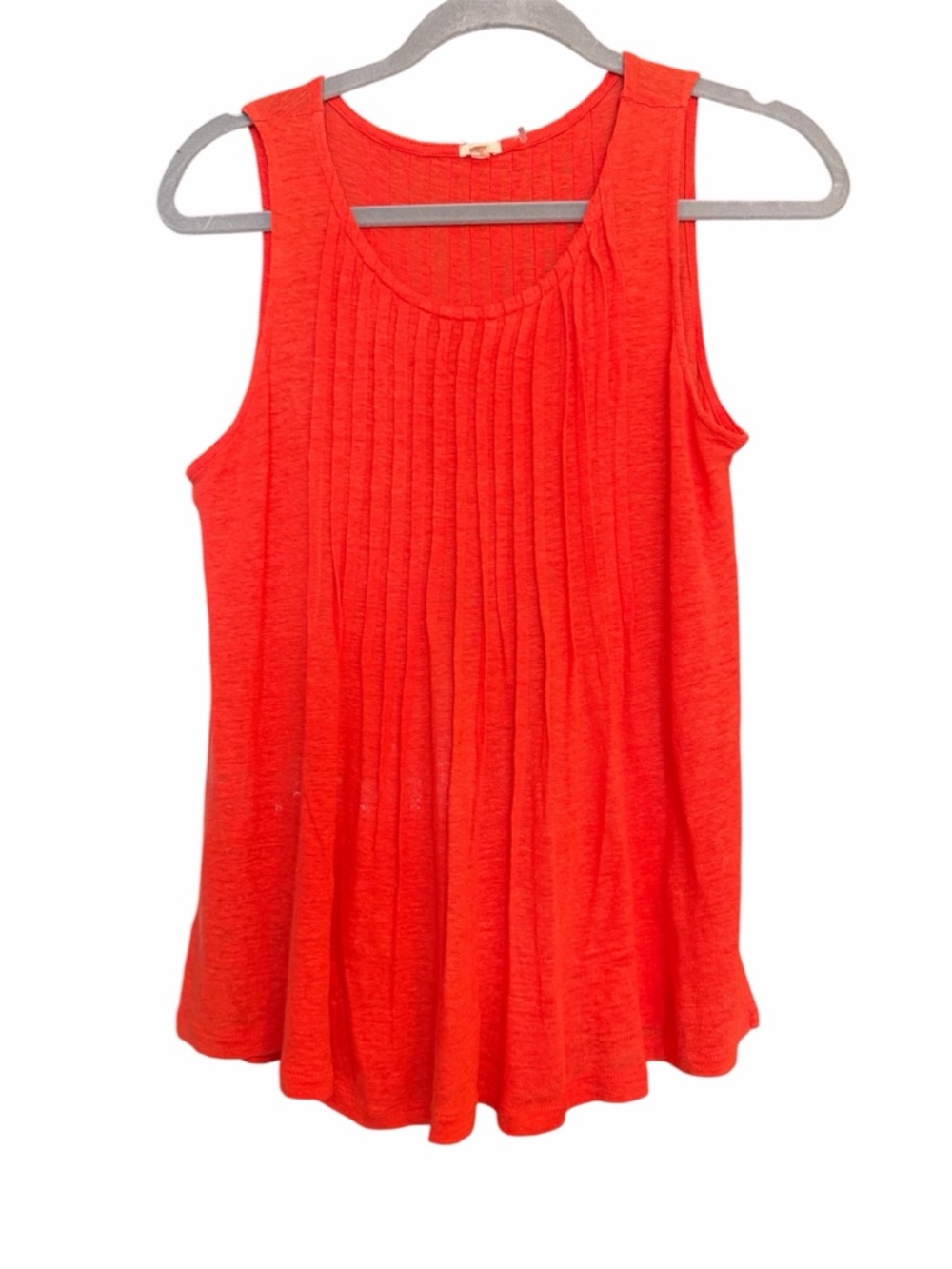 JCrew Tomato  Red Sleeveless Pleated Linen Tank Top
